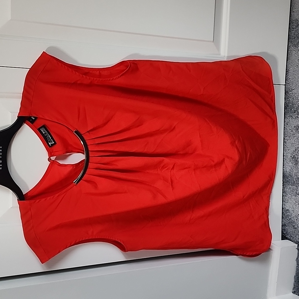 Orange short sleeve blouse